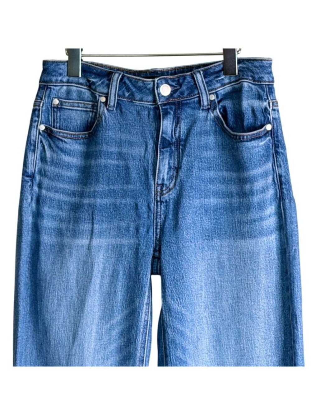 Quince Bella Stretch Relaxed Straight Jeans High Rise Blue Size 31 NWOT - Picture 5 of 9